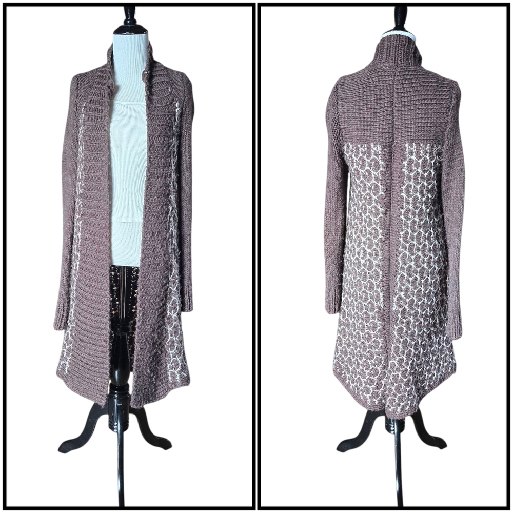 Moth Anthropologie Brown Long Thick Cardigan Size Small
